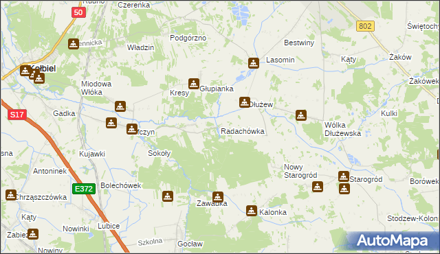 mapa Radachówka, Radachówka na mapie Targeo