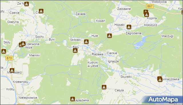 mapa Radawa, Radawa na mapie Targeo