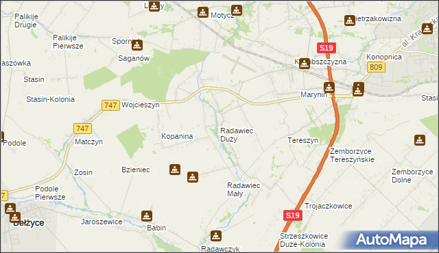 mapa Radawiec Duży, Radawiec Duży na mapie Targeo