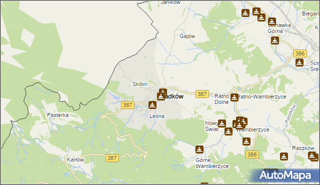 mapa Radków powiat kłodzki, Radków powiat kłodzki na mapie Targeo