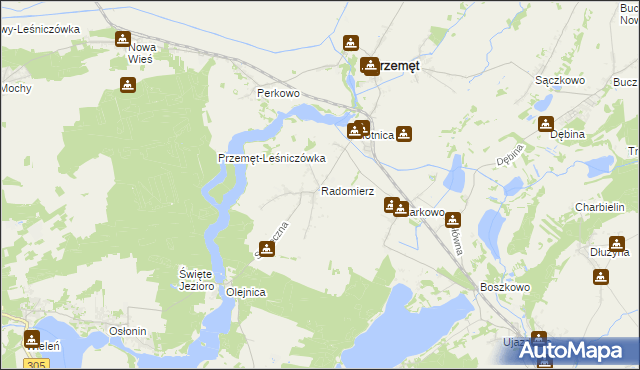 mapa Radomierz gmina Przemęt, Radomierz gmina Przemęt na mapie Targeo