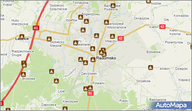 mapa Radomsko, Radomsko na mapie Targeo