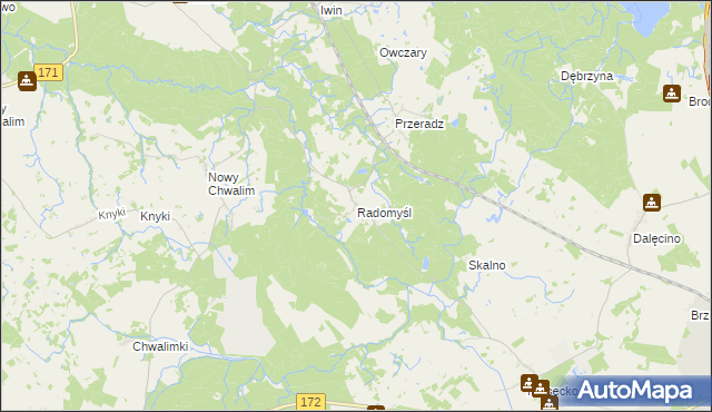 mapa Radomyśl gmina Grzmiąca, Radomyśl gmina Grzmiąca na mapie Targeo