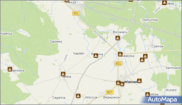 mapa Radonia gmina Wielowieś, Radonia gmina Wielowieś na mapie Targeo