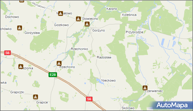 mapa Radosław gmina Potęgowo, Radosław gmina Potęgowo na mapie Targeo