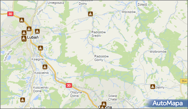 mapa Radostów Górny, Radostów Górny na mapie Targeo