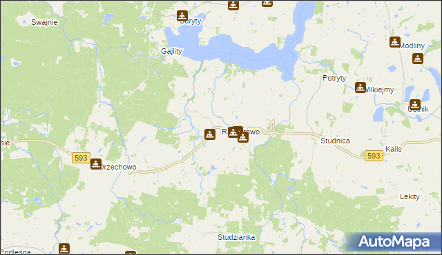 mapa Radostowo gmina Jeziorany, Radostowo gmina Jeziorany na mapie Targeo