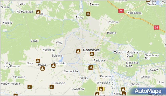 mapa Radoszyce powiat konecki, Radoszyce powiat konecki na mapie Targeo