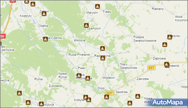 mapa Radoszyna, Radoszyna na mapie Targeo