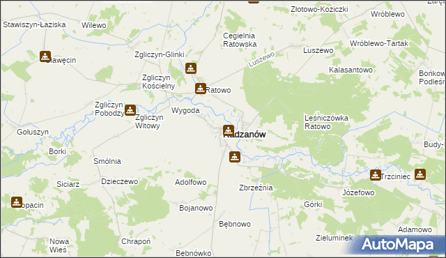 mapa Radzanów powiat mławski, Radzanów powiat mławski na mapie Targeo