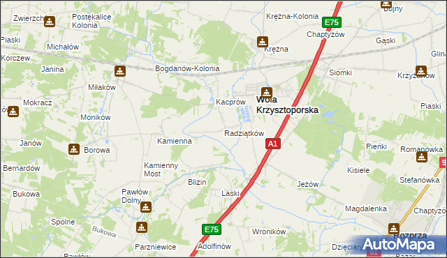 mapa Radziątków, Radziątków na mapie Targeo