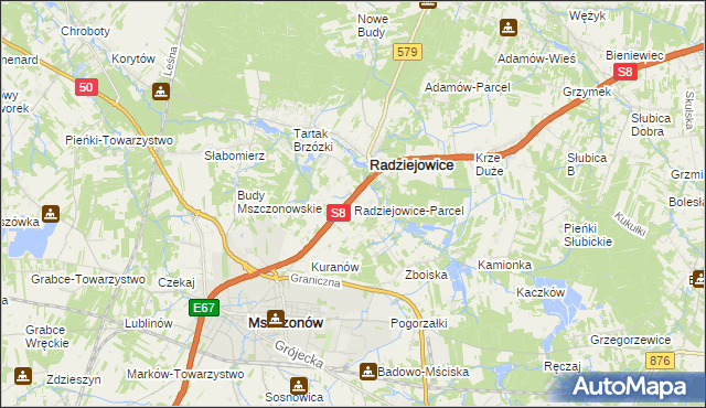 mapa Radziejowice-Parcel, Radziejowice-Parcel na mapie Targeo