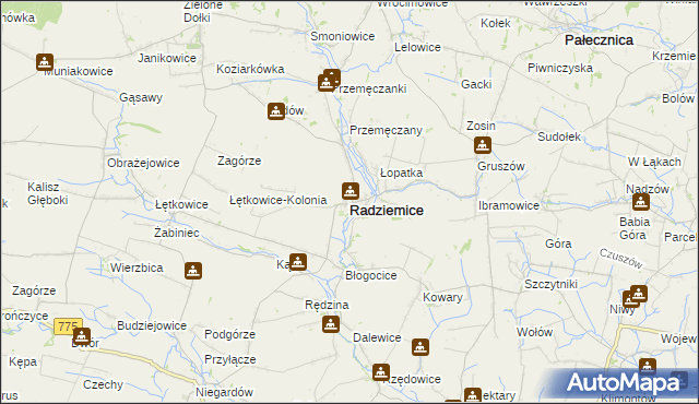 mapa Radziemice, Radziemice na mapie Targeo