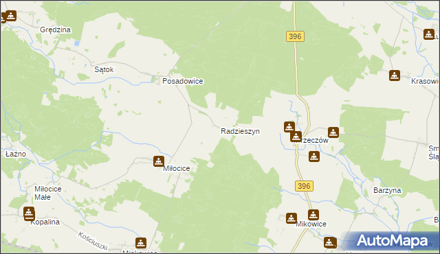 mapa Radzieszyn, Radzieszyn na mapie Targeo