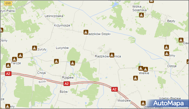 mapa Radzików-Kornica, Radzików-Kornica na mapie Targeo