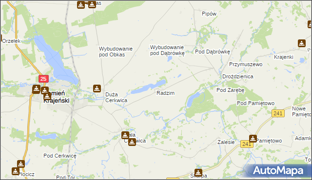 mapa Radzim gmina Kamień Krajeński, Radzim gmina Kamień Krajeński na mapie Targeo