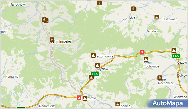 mapa Radzimowice gmina Bolków, Radzimowice gmina Bolków na mapie Targeo