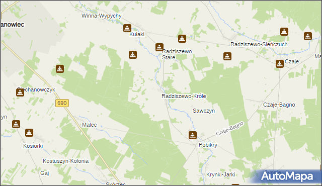 mapa Radziszewo-Króle, Radziszewo-Króle na mapie Targeo