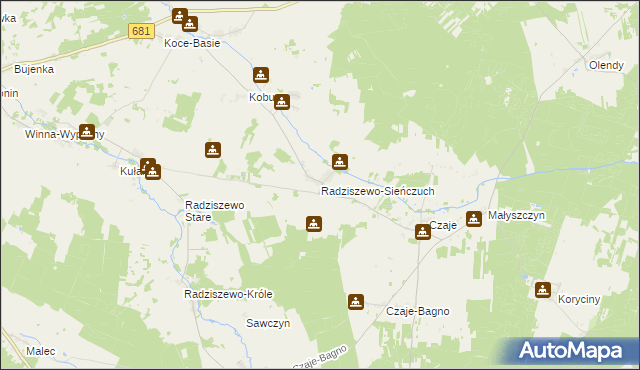 mapa Radziszewo-Sieńczuch, Radziszewo-Sieńczuch na mapie Targeo