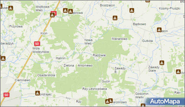 mapa Radziwie, Radziwie na mapie Targeo