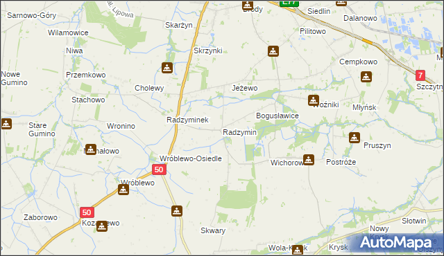 mapa Radzymin gmina Naruszewo, Radzymin gmina Naruszewo na mapie Targeo