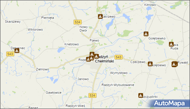 mapa Radzyń Chełmiński, Radzyń Chełmiński na mapie Targeo