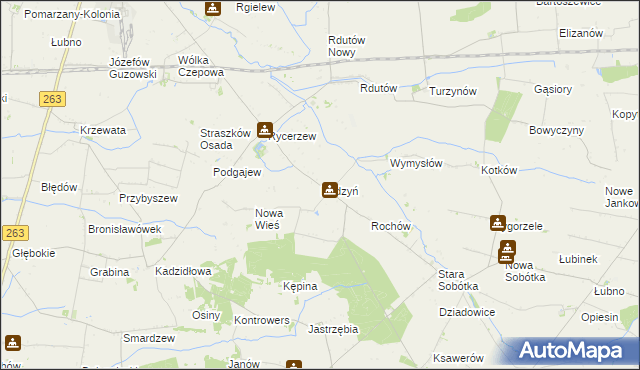 mapa Radzyń gmina Grabów, Radzyń gmina Grabów na mapie Targeo