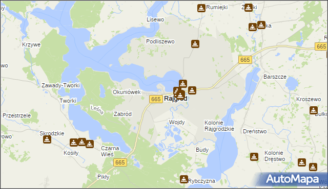 mapa Rajgród powiat grajewski, Rajgród powiat grajewski na mapie Targeo