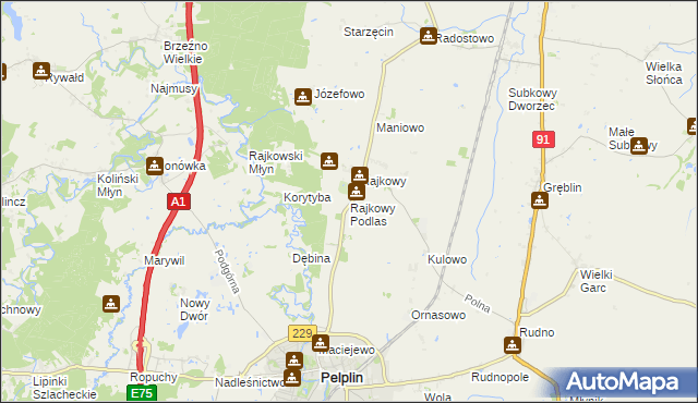 mapa Rajkowy Podlas, Rajkowy Podlas na mapie Targeo