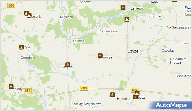 mapa Rakowicze gmina Czyże, Rakowicze gmina Czyże na mapie Targeo