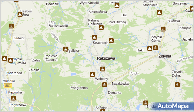 mapa Rakszawa powiat łańcucki, Rakszawa powiat łańcucki na mapie Targeo