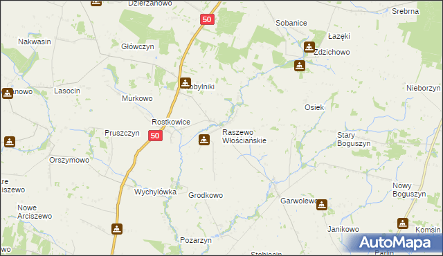 mapa Raszewo Włościańskie, Raszewo Włościańskie na mapie Targeo