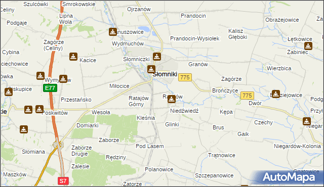 mapa Ratajów, Ratajów na mapie Targeo