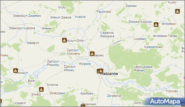 mapa Ratowo gmina Radzanów, Ratowo gmina Radzanów na mapie Targeo