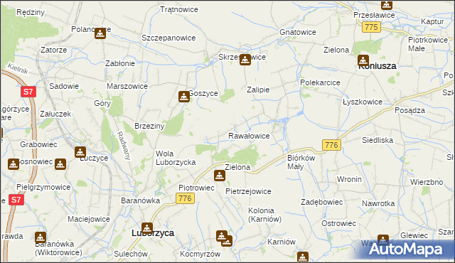 mapa Rawałowice, Rawałowice na mapie Targeo