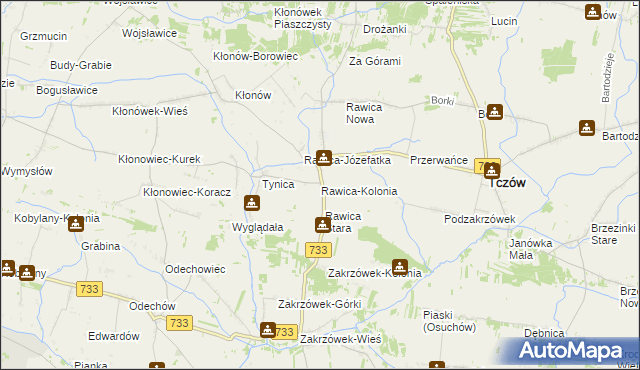 mapa Rawica-Kolonia, Rawica-Kolonia na mapie Targeo