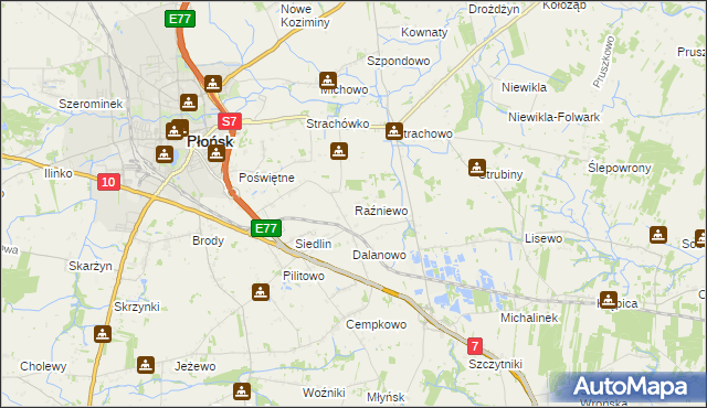 mapa Raźniewo, Raźniewo na mapie Targeo