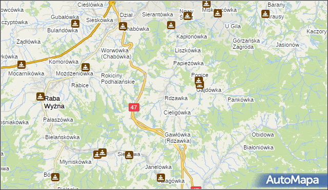 mapa Rdzawka, Rdzawka na mapie Targeo