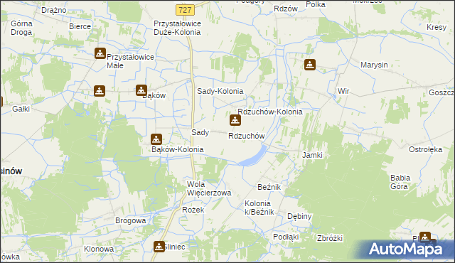 mapa Rdzuchów, Rdzuchów na mapie Targeo