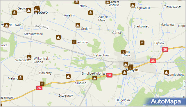 mapa Rębiechów, Rębiechów na mapie Targeo