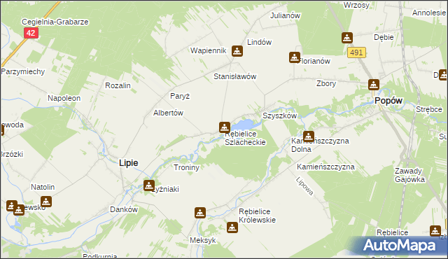 mapa Rębielice Szlacheckie, Rębielice Szlacheckie na mapie Targeo