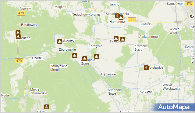 mapa Rębieskie-Kolonia, Rębieskie-Kolonia na mapie Targeo