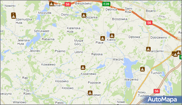 mapa Rębiska gmina Szemud, Rębiska gmina Szemud na mapie Targeo