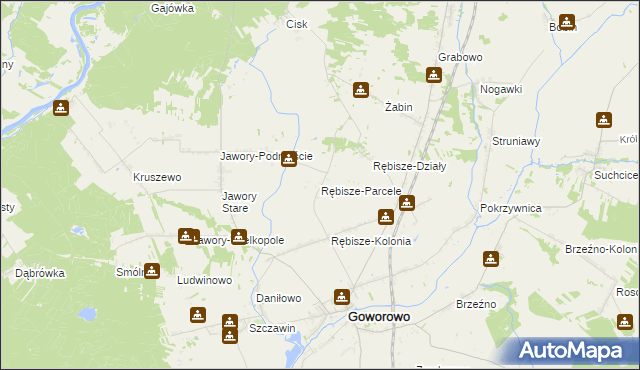 mapa Rębisze-Parcele, Rębisze-Parcele na mapie Targeo