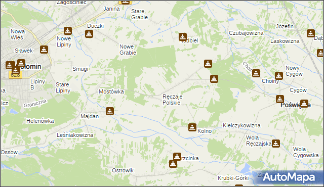 mapa Ręczaje Polskie, Ręczaje Polskie na mapie Targeo