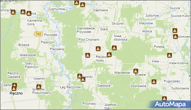 mapa Reczków Nowy, Reczków Nowy na mapie Targeo