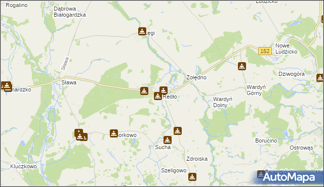 mapa Redło gmina Połczyn-Zdrój, Redło gmina Połczyn-Zdrój na mapie Targeo