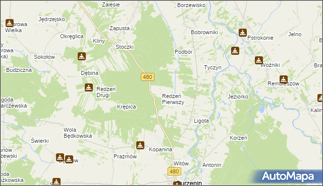 mapa Redzeń Pierwszy, Redzeń Pierwszy na mapie Targeo