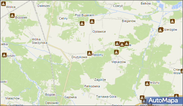 mapa Rędziny gmina Szczekociny, Rędziny gmina Szczekociny na mapie Targeo