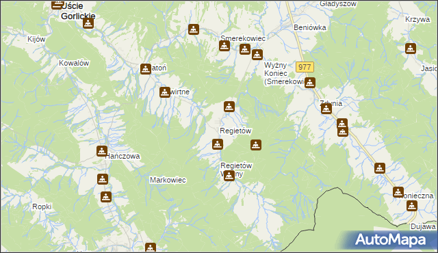 mapa Regietów, Regietów na mapie Targeo